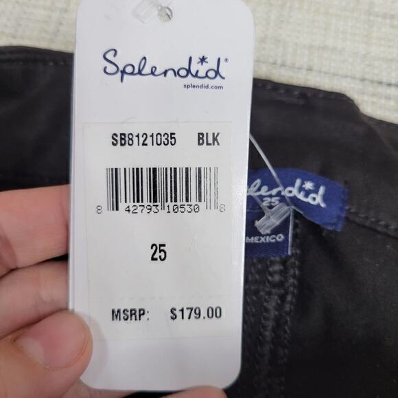 NWT Splendid High Waist Ankle Skinny Jeans Black Lace Hem 25 - Picture 5 of 7